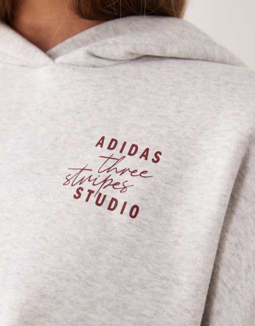 adidas Performance Three Stripes Studios hoodie in grey ASOS