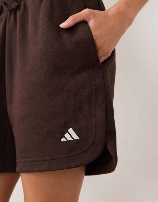 adidas Performance Three Stripes Studios jersey shorts in brown, 2 of 5