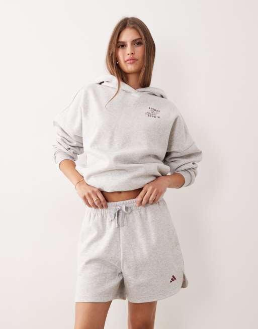 adidas Performance Three Stripes Studios jersey shorts in grey