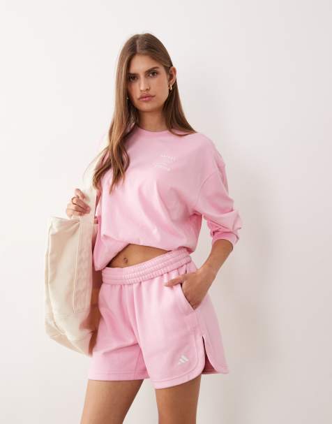 adidas Performance Three Stripes Studios jersey shorts in pink - view 1