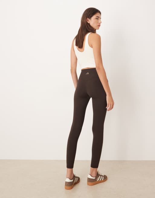 adidas Performance Three Stripes Studios leggings in brown
