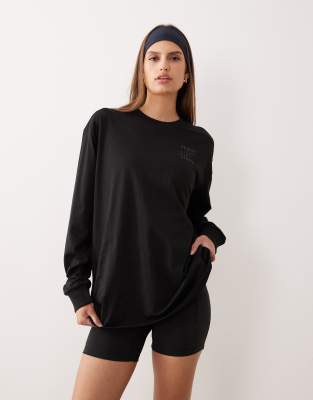 adidas performance adidas Performance Three Stripes Studios long sleeve top in black