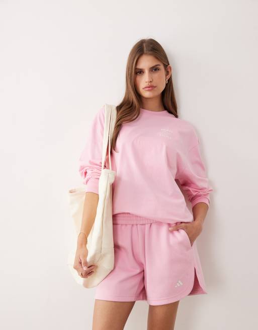 adidas Performance Three Stripes Studios long sleeve top in pink