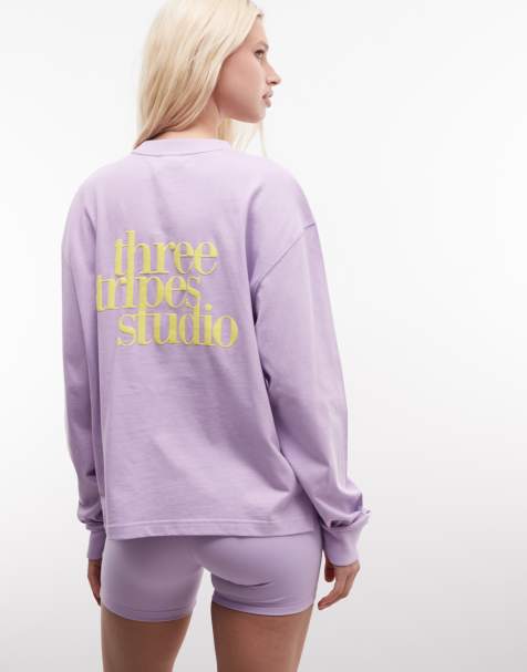 adidas Performance Three Stripes Studios long sleeve top in purple