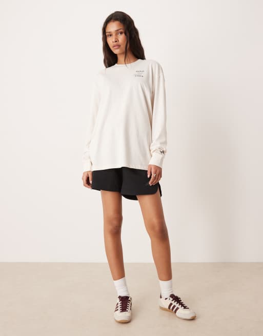 adidas Performance Three Stripes Studios long sleeve top in white, 3 of 4