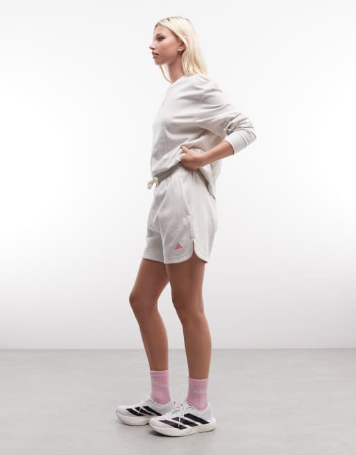 adidas Performance Three Stripes Studios shorts in white and pink, 4 of 5