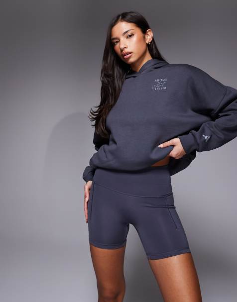 adidas Performance - Three Stripes Studios - Skiferblå booty-shorts - view 1