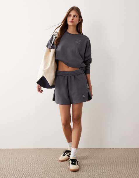 adidas Performance - Three Stripes Studios - Skiferblå jerseyshorts - view 1