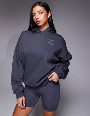 Three Stripes Studios - Sweat à capuche - Bleu ardoise-Bleu marine L
