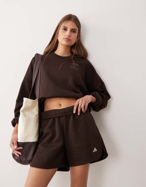 adidas Performance Three Stripes Studios sweatshirt in brown