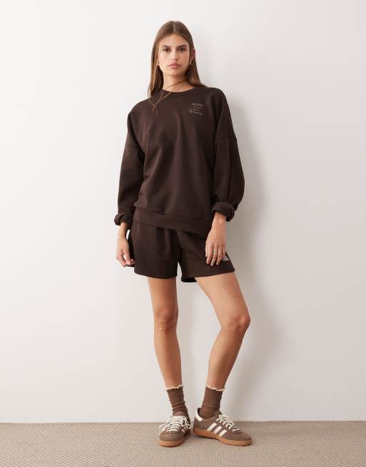 adidas Performance Three Stripes Studios sweatshirt in brown, 2 of 4