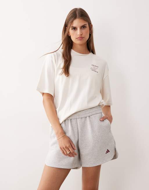 adidas Performance Three Stripes Studios t-shirt in off white