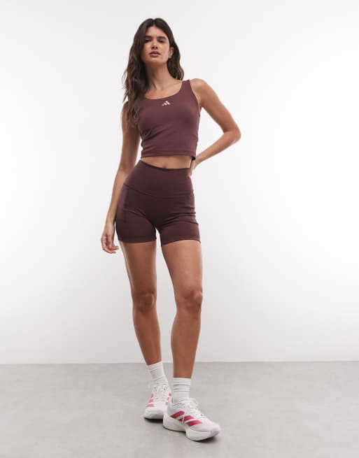 adidas Performance Three Stripes Studios Tank Top in Burgundy , 2 of 4
