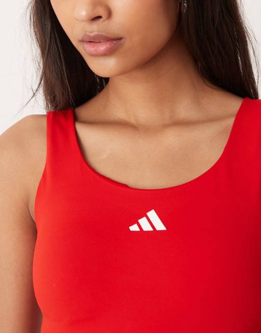 adidas Performance Three Stripes Studios tank top in red, 3 of 4