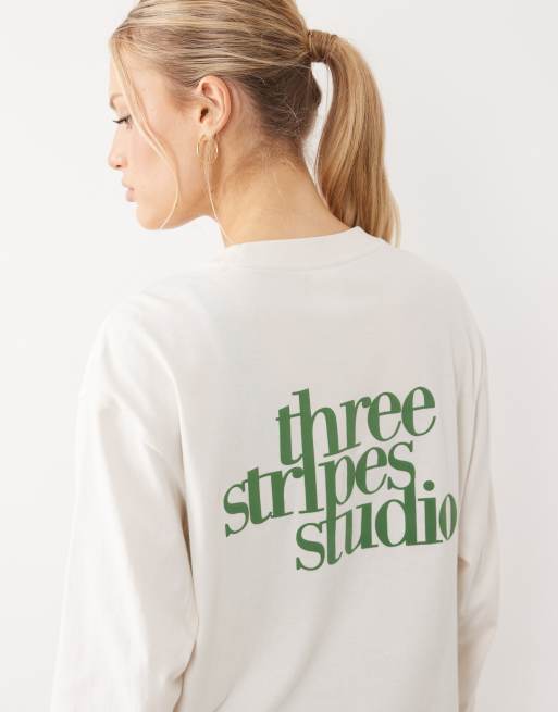adidas Performance - Three Stripes Studios - Top à manches longues - Blanc et vert, 4 de 4