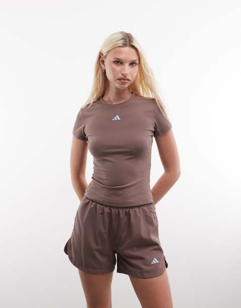 adidas Performance Three Stripes Studios woven shorts in brown - view 1