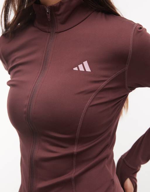 adidas Performance Three Stripes Studios Zip Jacket in Burgundy, 4 of 4