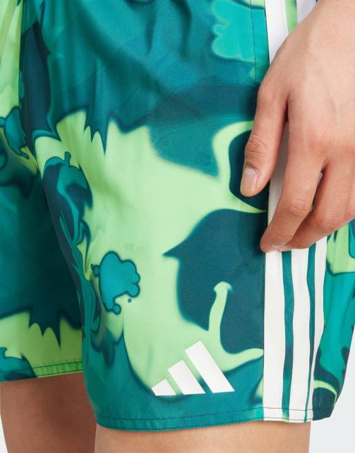 adidas Performance Tie-dye swim shorts 5-inch in aurora ivy / white, 3 of 4