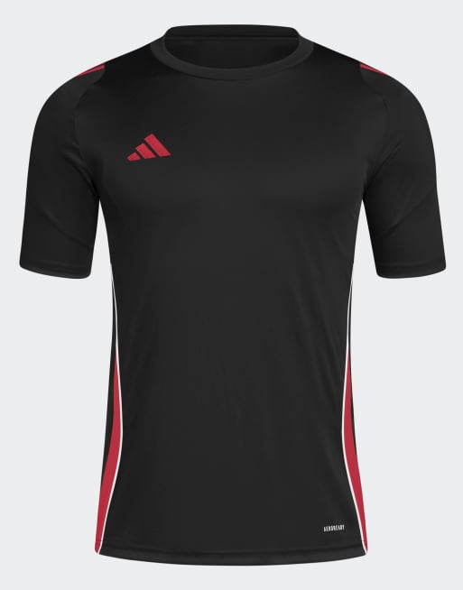 adidas Performance – Tiro 24 – Czarno-czerwony T-shirt z dżerseju