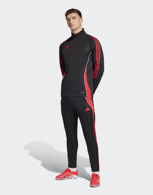 adidas performance – Tiro 24 – Svarta och rubinröda, smala träningsbyxor, 4 av 5