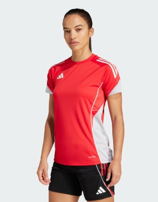 adidas performance - Tiro 25 Competition - Sport-Trikot in reinem Rubinrot/Team Grey Four