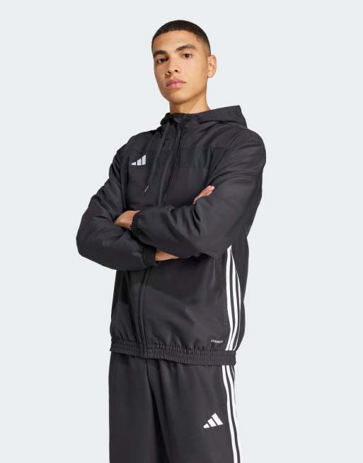 adidas Performance – Tiro 25 Essentials – Czarno-biała bluza z kapturem z tkaniny