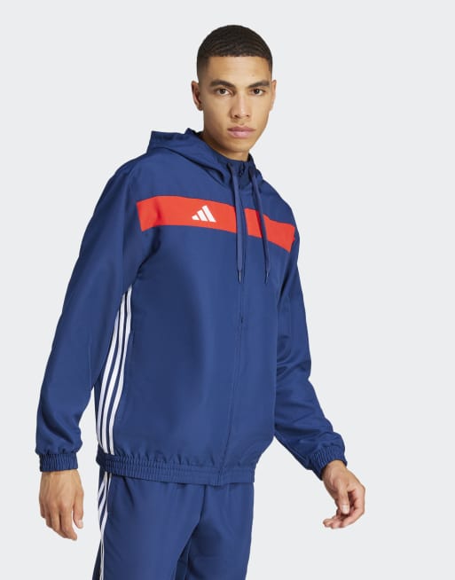 adidas Performance - Tiro 25 Essentials - Felpa con cappuccio blu navy team / rosso