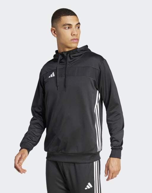 adidas Performance - Tiro 25 Essentials - Felpa con cappuccio nera / bianca