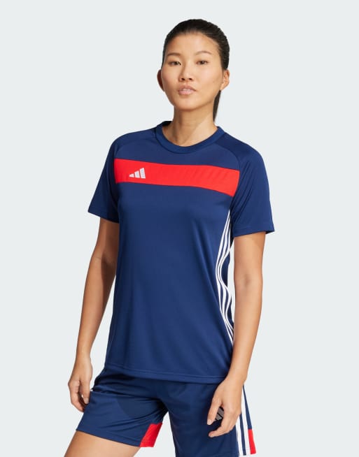 adidas performance – Tiro 25 Essentials – Marinblå och röd t-shirt