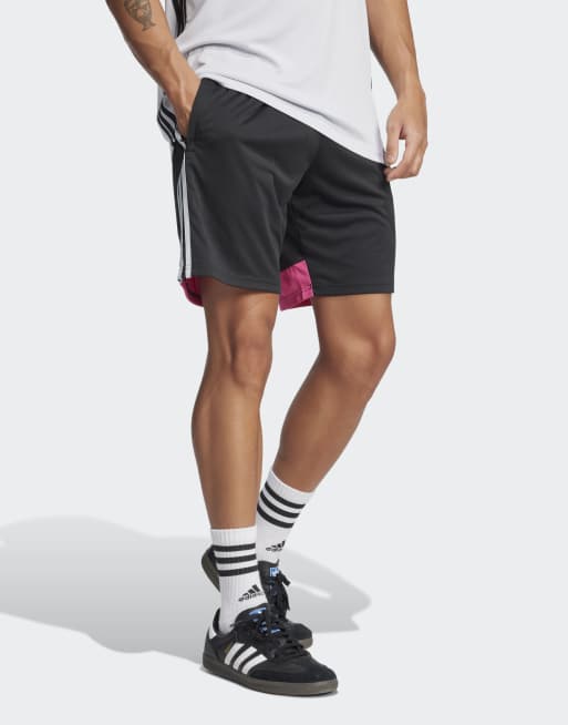 adidas performance Tiro 25 essentials shorts in black / clear grey / real magenta