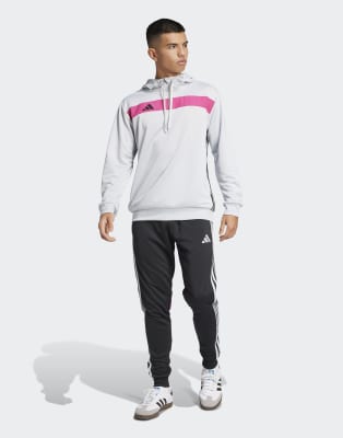 adidas performance Tiro 25 essentials sweat pants in black / clear grey / real mage