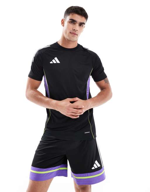 adidas performance – Tiro 25 – Svart och lila träningstopp i jersey