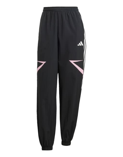 ★adidas★ Tiro Cut 3S Color Block Wide Leg Pants JL6969 adidas Tiro Cut 3-Stripes Mesh Wide-Leg Pants - Black