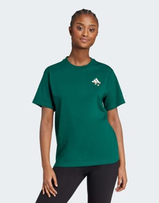 adidas Performance- Tiro - T-Shirt in College-Grün mit Blumengrafik