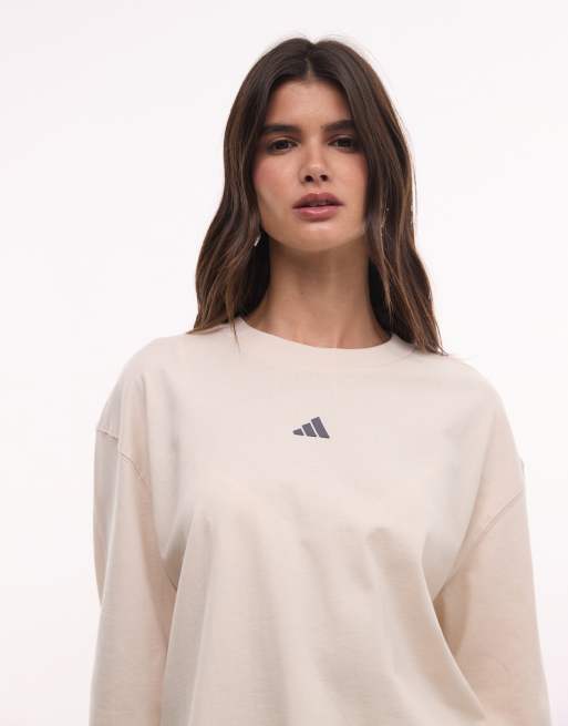 adidas Performance top à manches longues Three Stripes Studios crème, 2 de 4