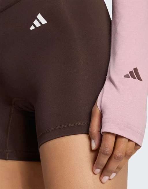 adidas performance top avvolgente da studio soft ballet a 3 strisce in magic mauve, 3 di 4