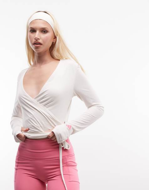 adidas Performance - Top cruzado de ballet blanco y rosa - view 1