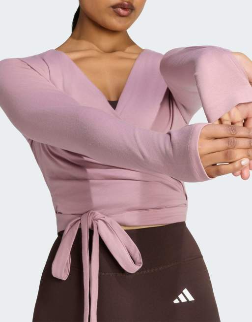 adidas performance - top cruzado suave de ballet de 3 bandas en magic mauve, 4 de 4