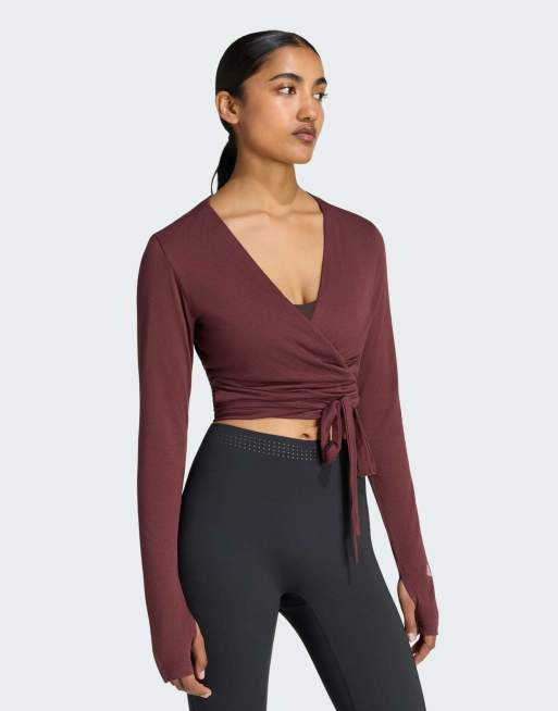 adidas performance top kopertowy do baletu z 3 paskami w kolorze aurora ruby, 1 z 4