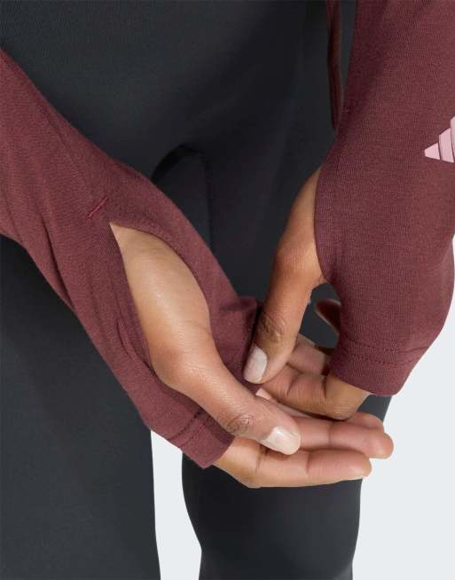 adidas performance top kopertowy do baletu z 3 paskami w kolorze aurora ruby, 4 z 4