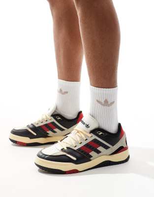 adidas Performance Torsion Phantom Low trainers in off white, black & red