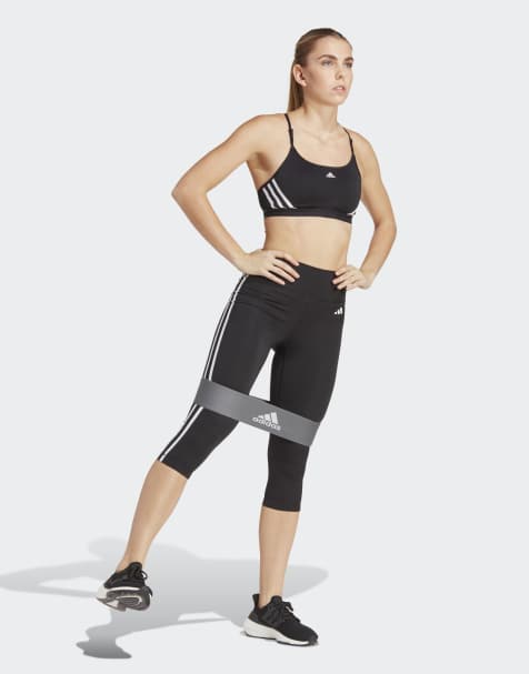 adidas performance Train essentials 3-stripes high-waisted 3/4 leggings in black - view 1