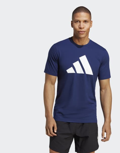 adidas performance Train essentials feelready logo training tee in dark blue / white