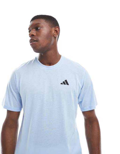 adidas performance – Train essentials feelready – Niebieska koszulka treningowa z czarnym logo