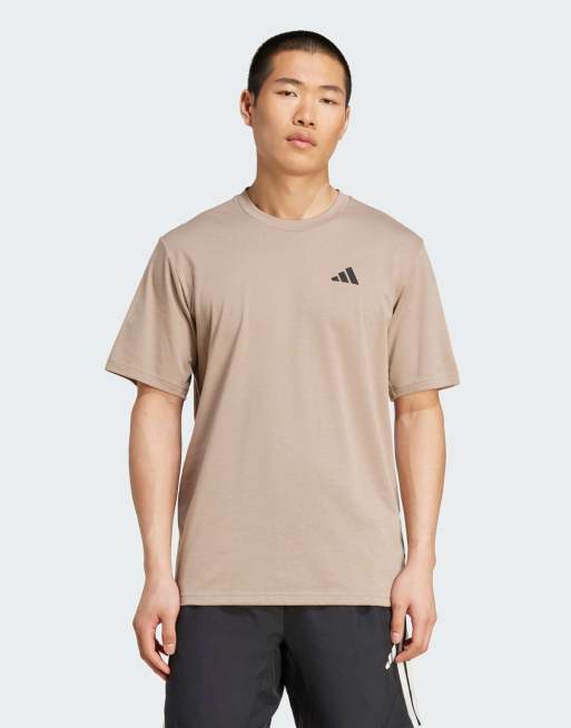 adidas performance Train essentials feelready training tee in chalky brown / black