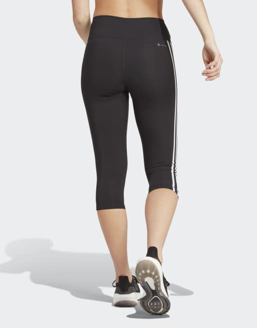 adidas Performance – Train Essentials – Hoch taillierte 3/4-Leggings in Schwarz mit den 3 Streifen, 3 von 5