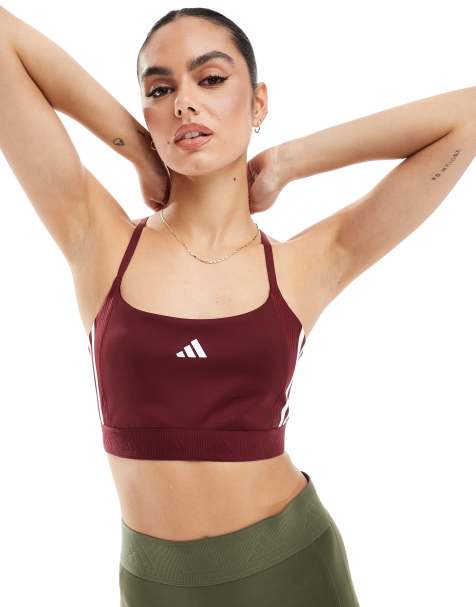 adidas Performance - Training - Hyperglam - Sport bh met lichte ondersteuning in bordeauxrood - view 1