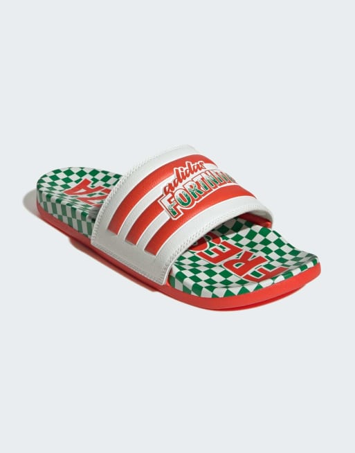 adidas Performance - UB x Fortnite - adilette - Comfort - Slippers in wit en oranje, 3 van 4