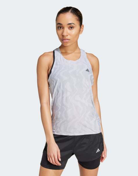 adidas performance Ultimate heat.rdy  engineered running tank top in halo silver - view 1