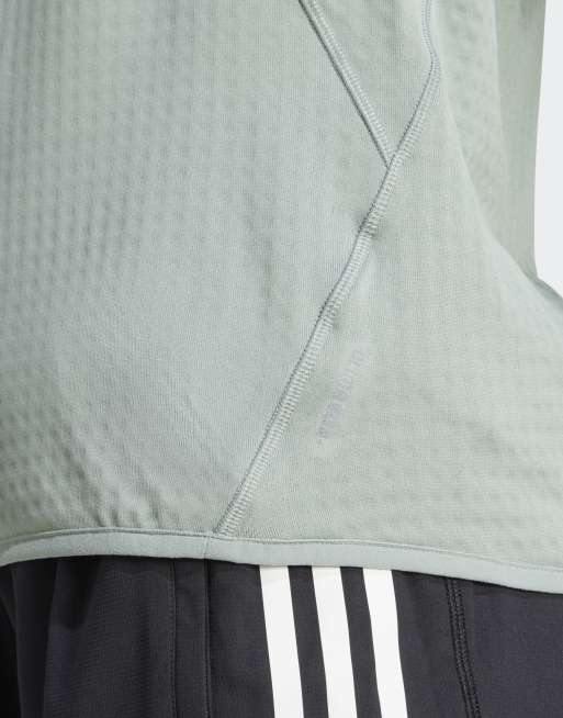 adidas performance Ultimate hi vis reflective 1/2-zip top in silver green, 2 of 4